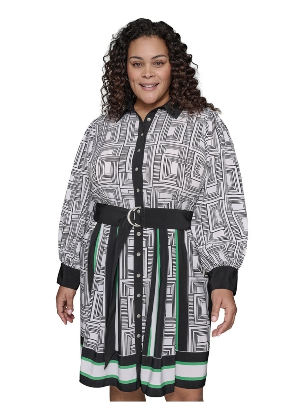 Karl Lagerfeld Plus Size Geometric-Print Shirtdress Dress Print Size 22W